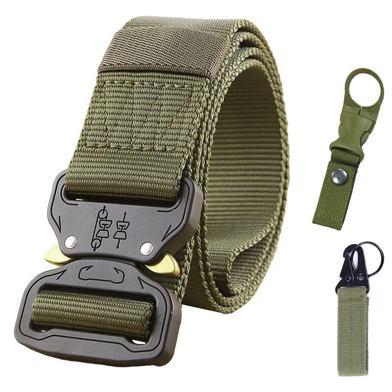 Belt 2hook Мужской нейлоновый ремень 120-140 см, тактический военный пояс для выживания, металлическая пряжка, армейский спецназ, сверхмощный мужской ремень для переноски - Цвет: Belt 2hook