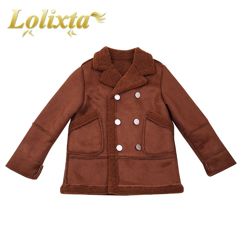 

kids 3-14 years winter warm fur coat for little boys toddler thicken plush casual fashion jacket teens juniors children clothes