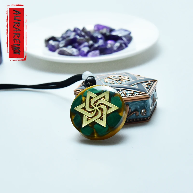 

Orgonite Pendant Healing Resin Crystal Stone Malachite Chakra Yoga Meditation Necklace Amulet Magnetic Jewelry