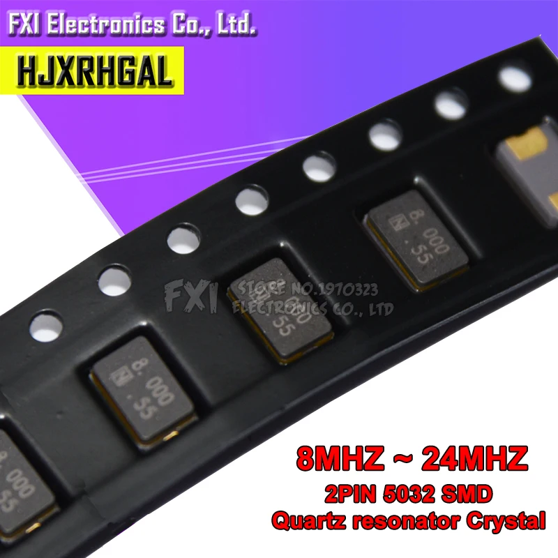 100 шт. 8 МГц 10 11 0592 12 000 13 56 16 20 24 2Pin 5032 smd Кварцевый резонатор кристалл|Интегральные