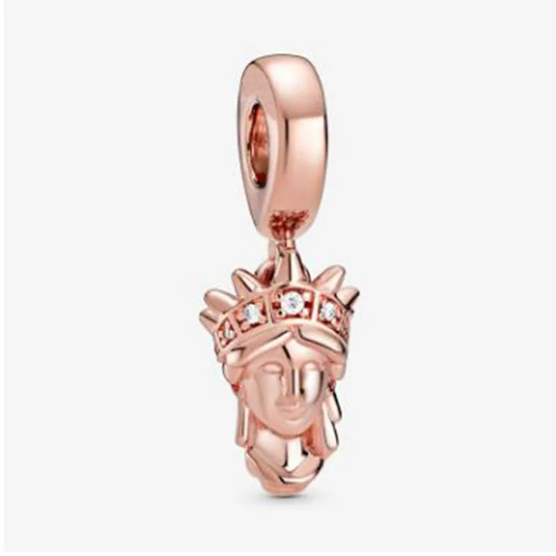 

Authentic 925 Sterling Silver Charm Rose Gold Statue Of Liberty Goddess Pendant Fit Pandora Women Bracelet Necklace Diy Jewelry