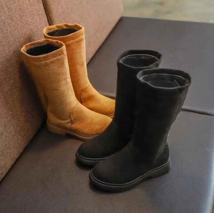 YWPENGCAI Autumn Winter Kids Warm Thick Fur High Boots For Girl Flock PU Leather Girls Boots Size 26-36