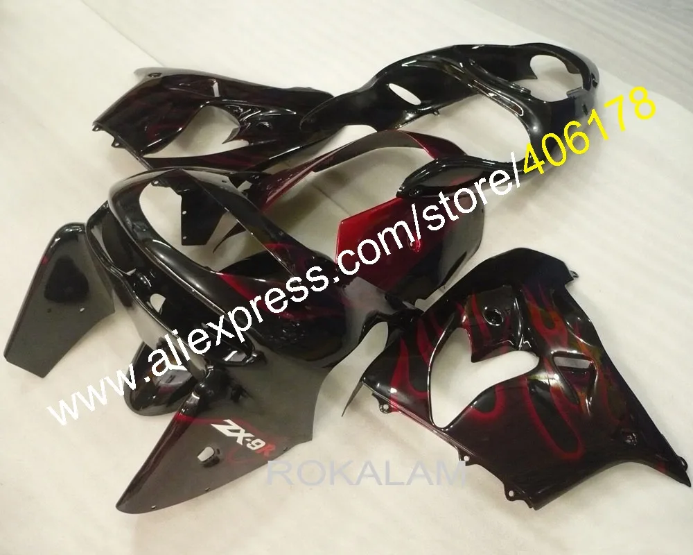 

ZX9R 98 99 Bodywork Spare Fairings Set For Kawasaki Ninja ZX9R 1998 1999 ZX-9R Red Flame Motorcycle Fairing (Injection Molding)