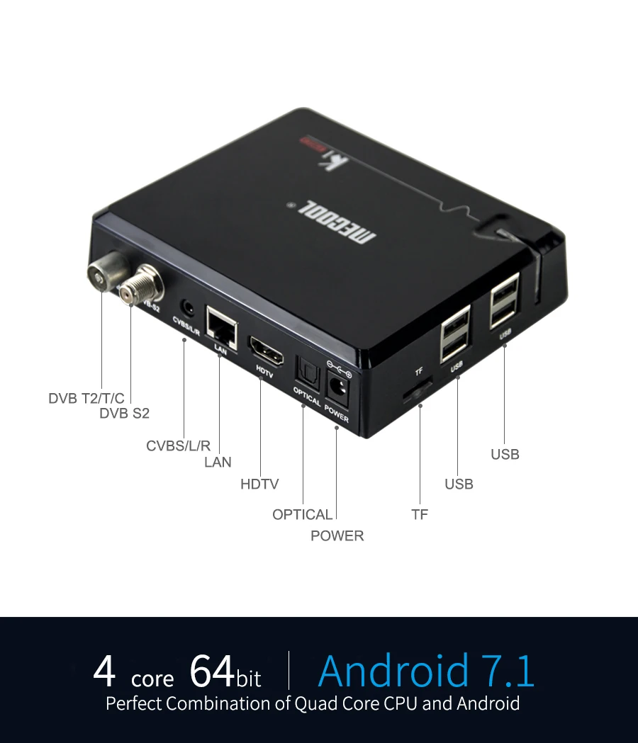 MECOOL KI PRO DVB Android 7,1 smart tv Box DVB-T2/DVB-S2/DVB-C Amlogic S905D Quad 2 Гб+ 16 Гб приставка K1 PRO приставка добавить 1 год IP tv