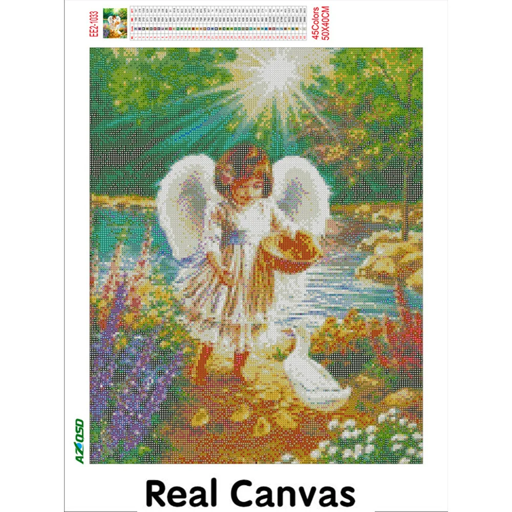 AZQSD Diamond Painting Angle Cross Stitch Rhinestones Embroidery Religious Full Drill Square Handicrafts Gift 5d Diy Home Decor | Дом и сад