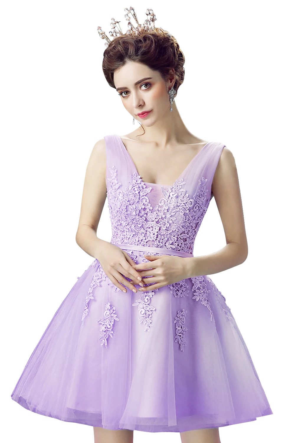 Lilac purple Babyonline длинные платья вечерние платья свадебное платье вечернее плать32675053465е платье на выпускной сексуальное платье платье с открытой спиной нарядные платья для девочек бальные платья кружевное платье - Цвет: Lilac purple
