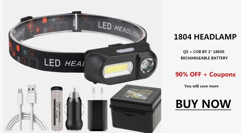 Фонарь налобный светодиодный с 2 лампами литий-ионный |