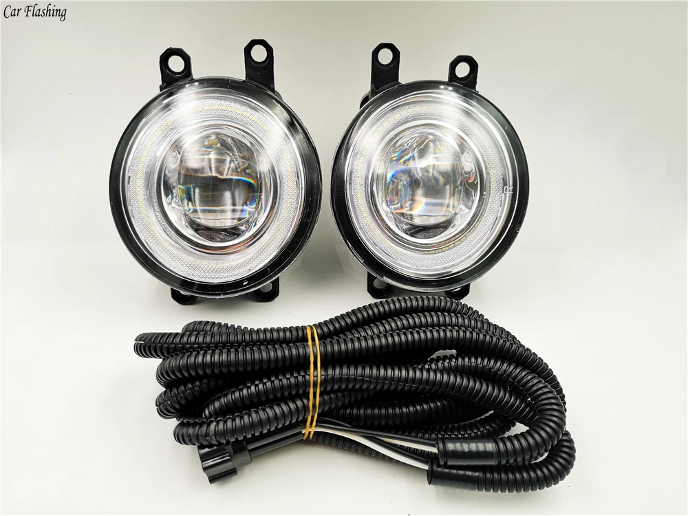 2 шт. светодиодный объектива Противотуманные фары лампы 3 цвета Ангельские глазки