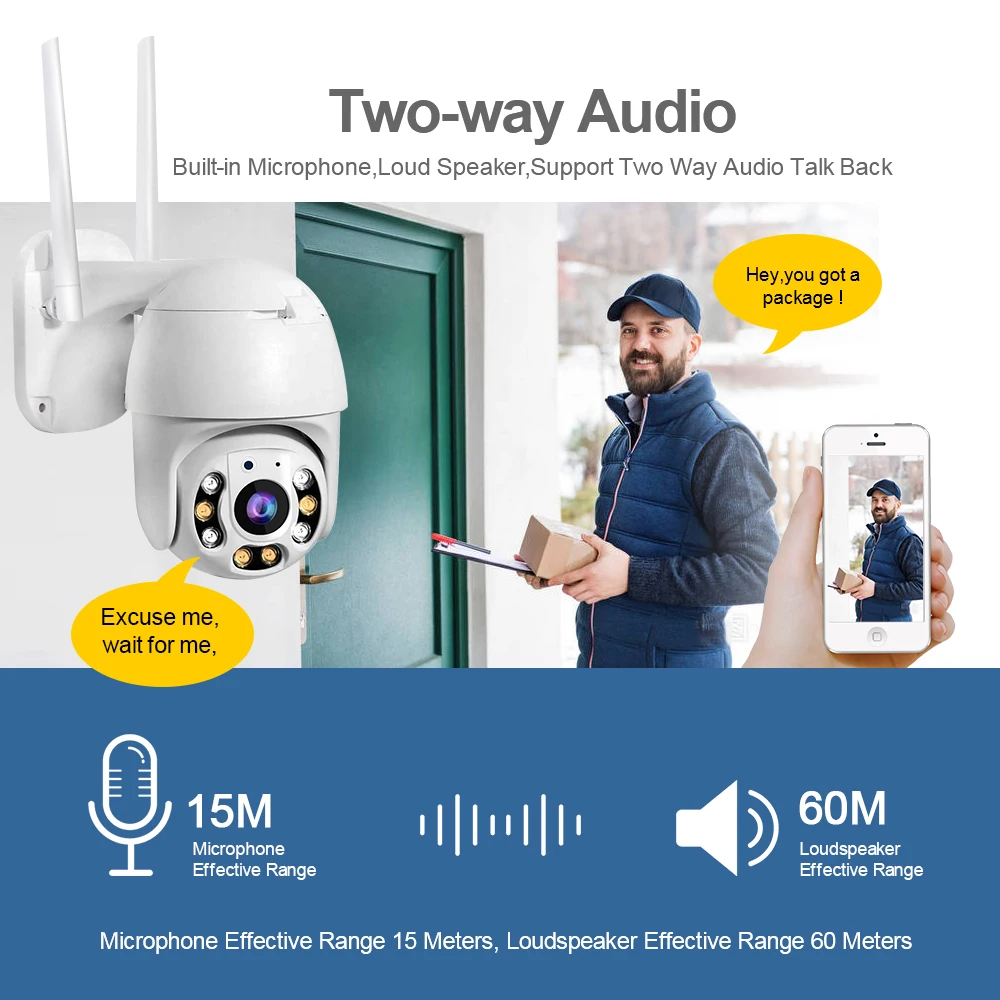 IP-камера наружного видеонаблюдения 5 Мп 2 МП PTZ Wi-Fi 1080P ICsee AI обнаружение людей аудио