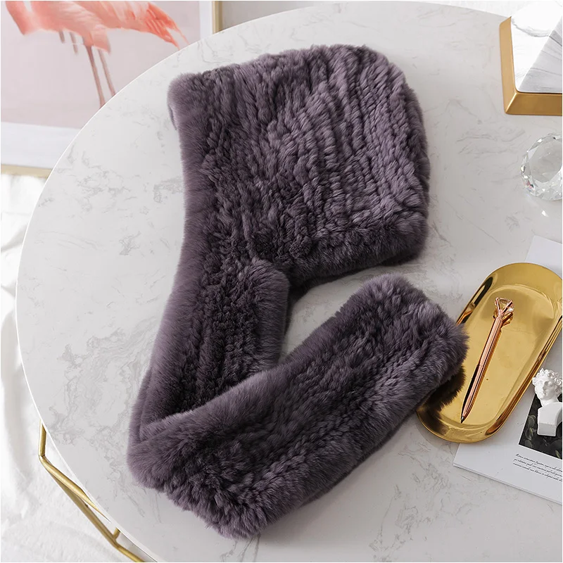 Шапка женская 2020 новый вязаный Настоящий мех кролика шапка с капюшоном шарф