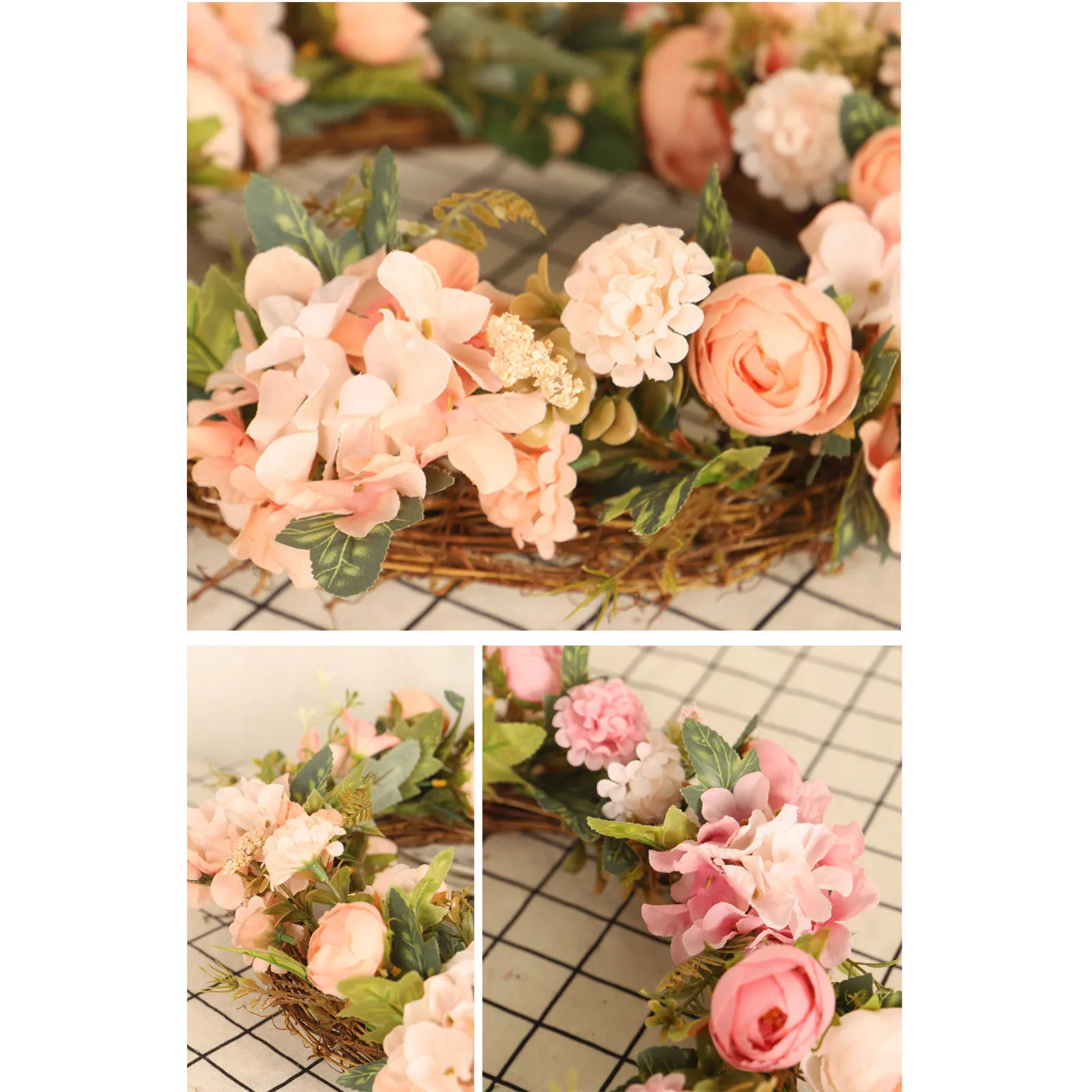 Coronas de flores Bohemias de Primavera de estilo europeo, guirnalda Floral hawaiana rom&aacute;ntica, rosas de imitaci&oacute;n, coronas de boda, corona de flores # T2G-2