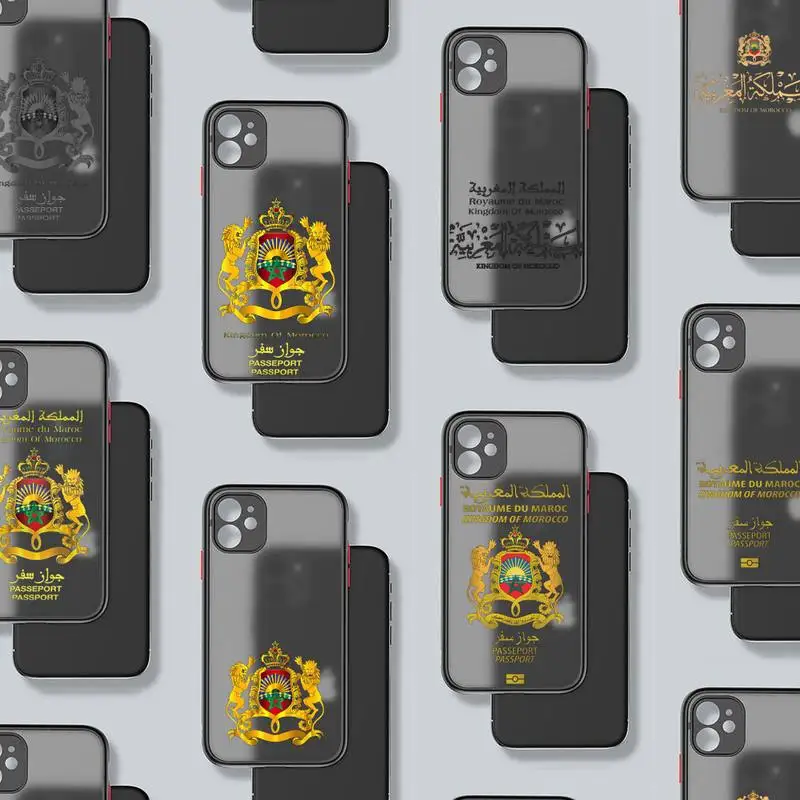 

Morocco Flag Coat Of Arms Symbol Phone Case Matte Transparent for iPhone 7 8 11 12 s mini pro X XS XR MAX Plus coque