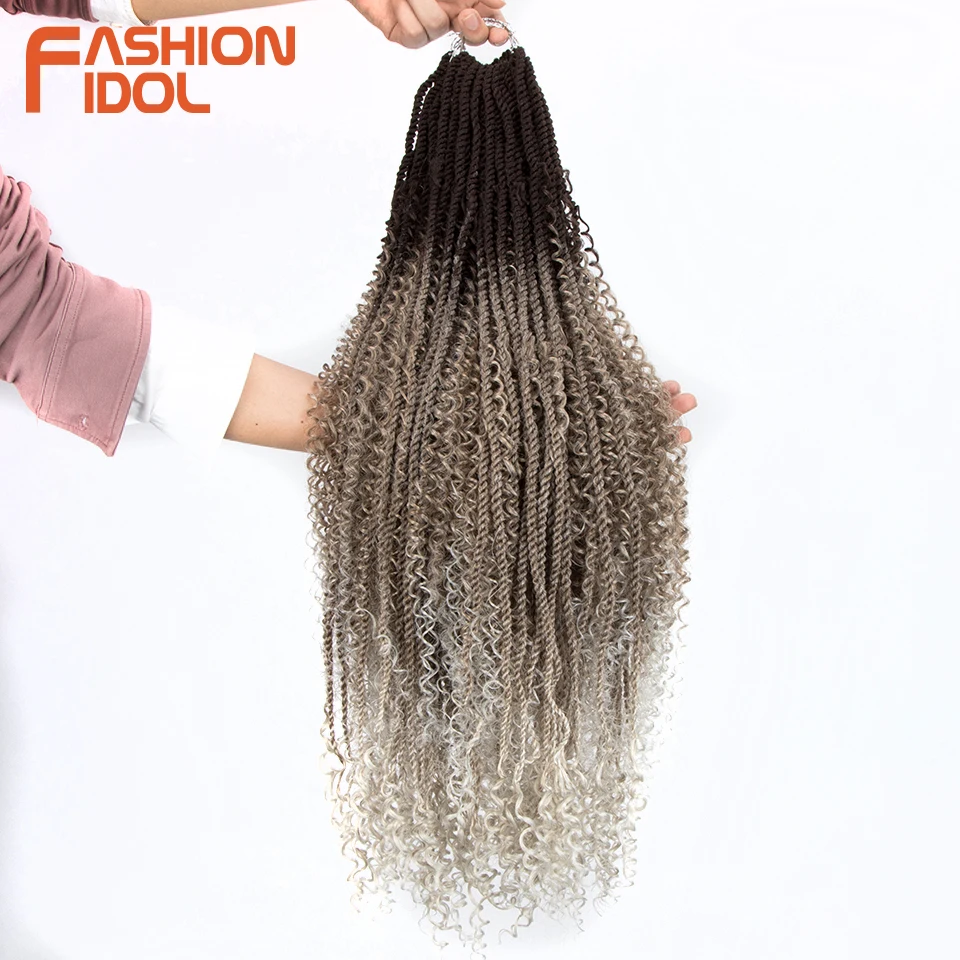 

Synthetic Hair Passion Twist Crochet Hair Afro Kinky Curly Hair Braiding 26 Inch Ombre Grey Crochet Braids Fake Hair Extension