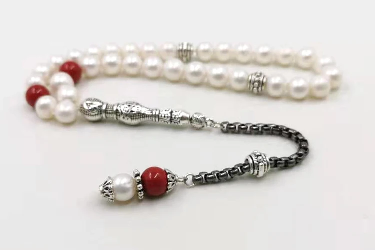 Жемчуг четки 33 мусульманский натуральный жемчуг Tasbih 23 февраля подарок жемчужный браслет для женщин Misbaha любовь подарок Исламская jwelry для женщин