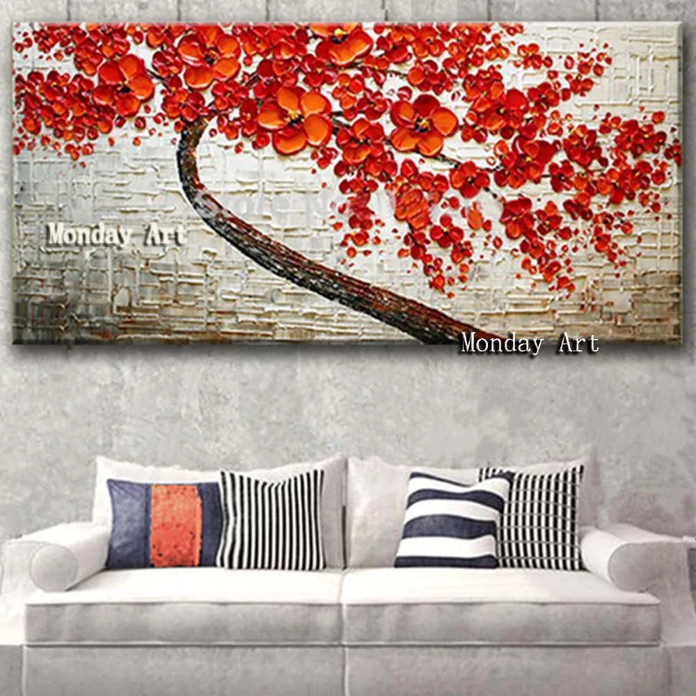 

Handpainted knife flower painting Abstract Acrylic Flower picture handpainted Palette Knife Painting Home Decor for living room