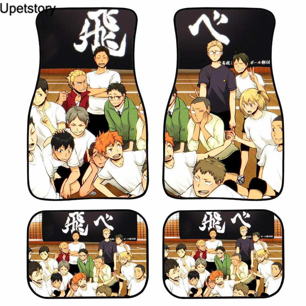 

Upetstory Fashion Car Interior Decoration Durable Flannel Front Foot Mats Anime Haikyuu 4 Pcs Car Cartoon Carpet 2021 New
