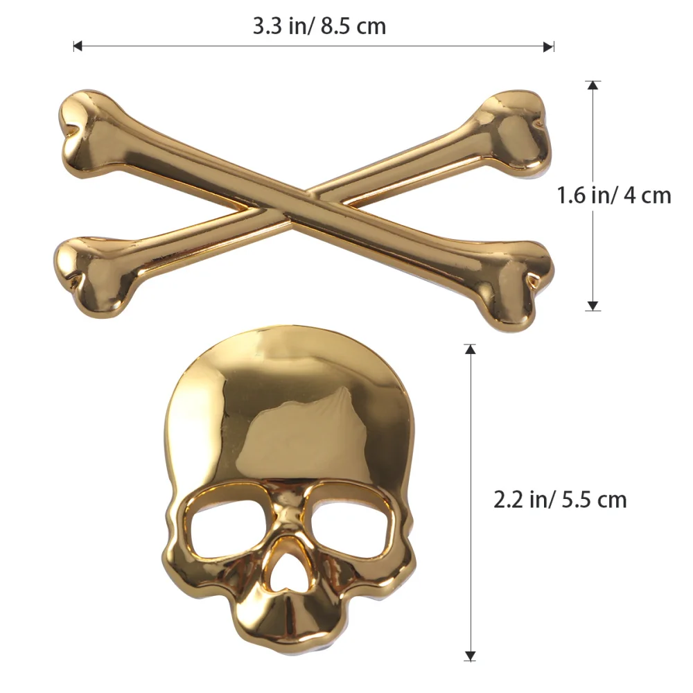 

New 3D Metal Skeleton Crossbones Car Motorcycle Sticker Label Emblem Badge Car Styling Stickers Decal (Black)