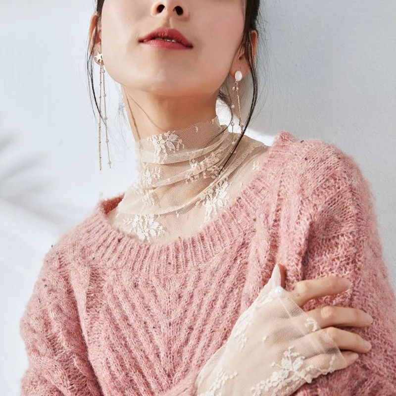 Женская прозрачная Сетчатая футболка Базовый Топ с длинным рукавом и ложным