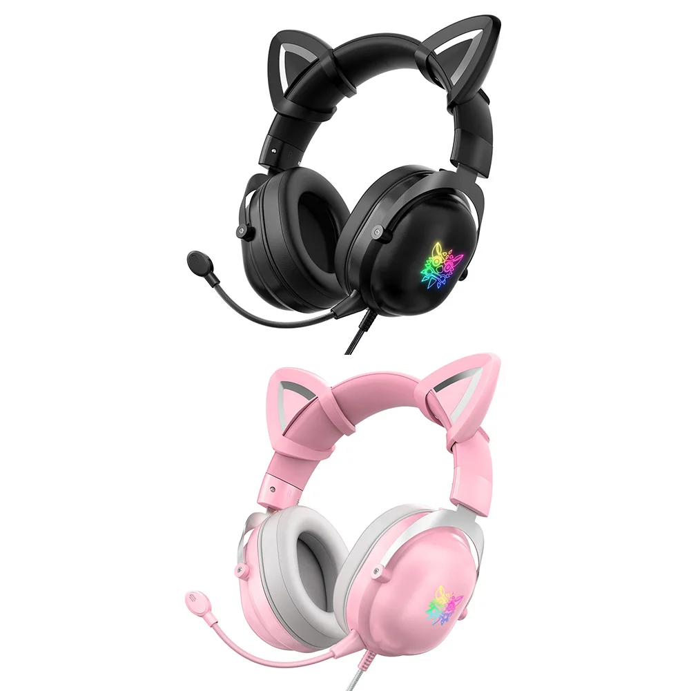

Gaming Earphone Headphone Computer Over PC Gamer Headset Cat Ears Headphones with Microphone for PC Laptops