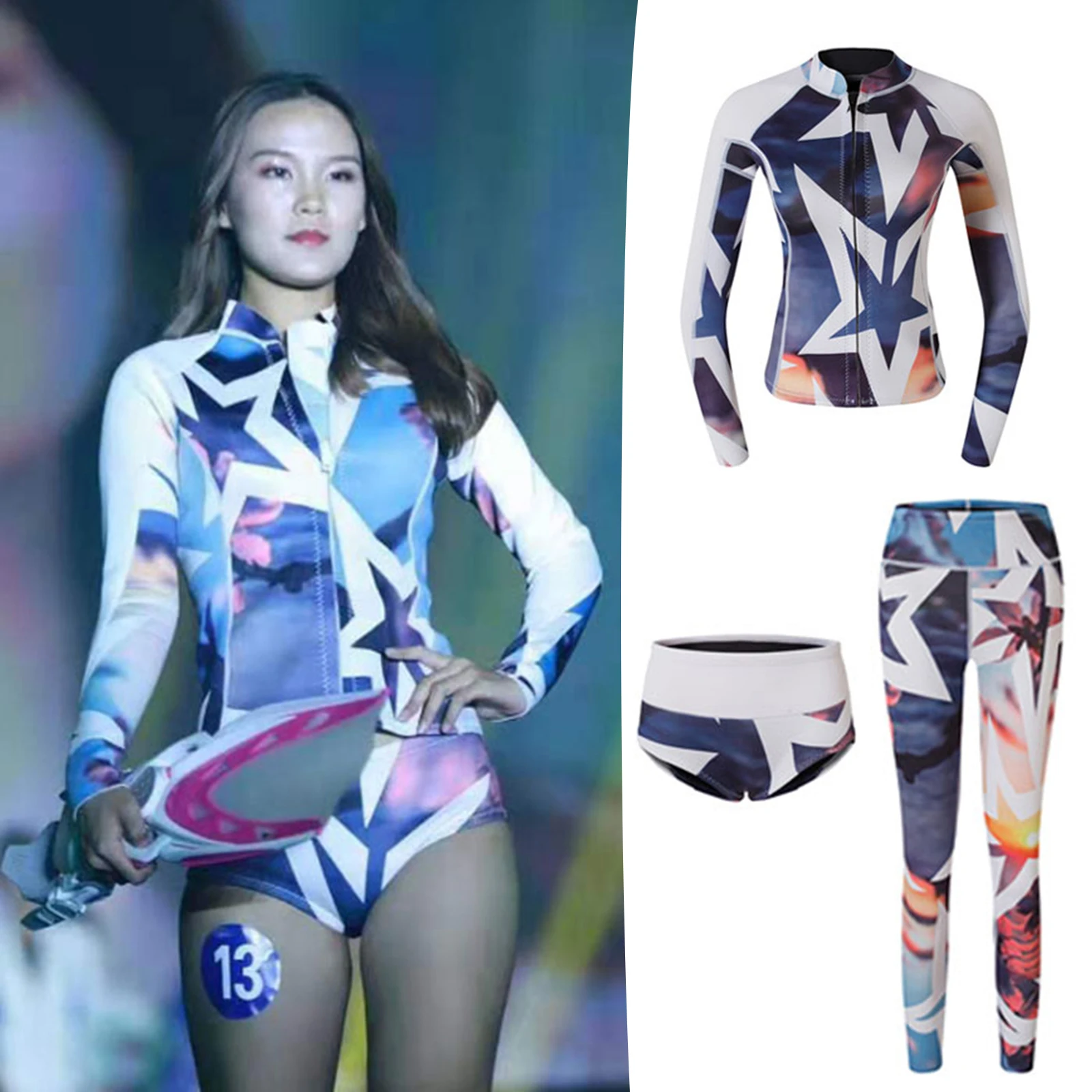 

Women Wetsuit Shorty Diving Suit Full Length Top Shorts Long Pants Swimwear