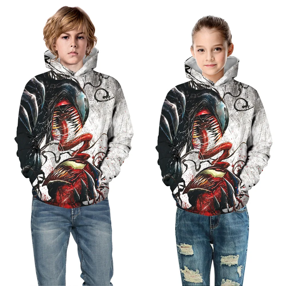 Autumn Winter Children's Hoodies Coat 5-14y Boys Girls Hooded Sweats Kids Superhero Printed Sweatshirts Child Sport Top Pullover