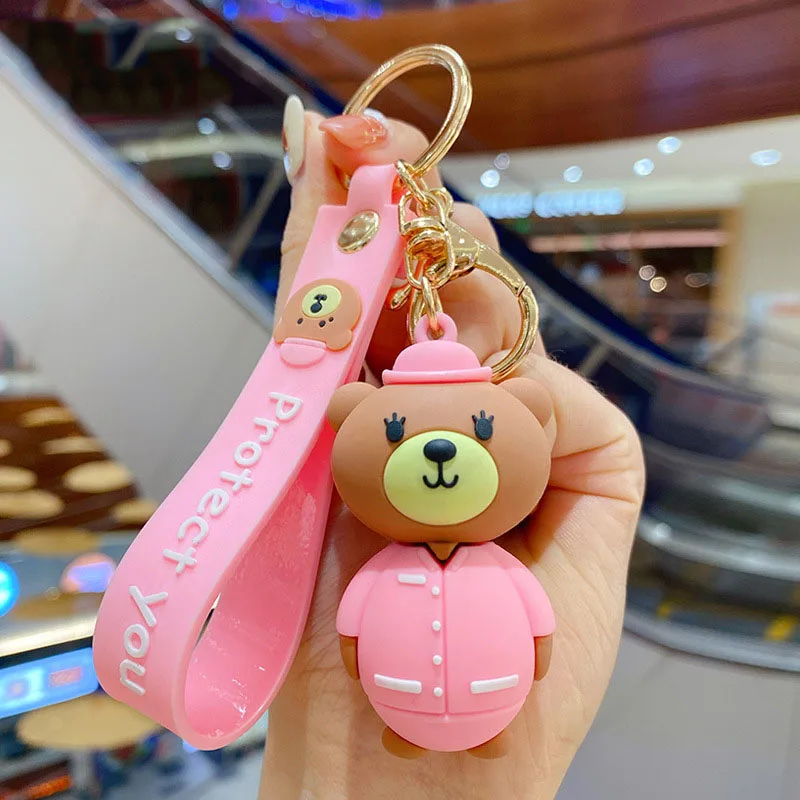 Брелок для ключей женщин креативный милый полицейский медведь подвеска сумки