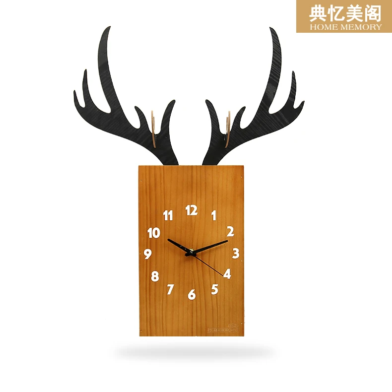 Креативные настенные часы с оленем деревянные в скандинавском стиле для