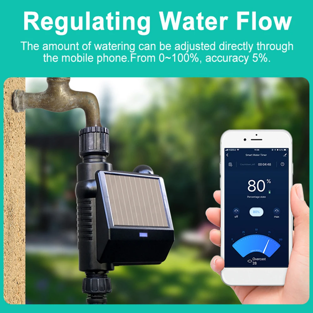 

KKmoon Smart Water Valve Solar-Powered Automatic Watering System Smart Water Timer Self Watering Device Irrigation Controller