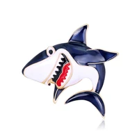 oi blue shark metal enamel pins and brooches for women men kid gifts lapel pin backpack bags hat badge cartoon animal brooch