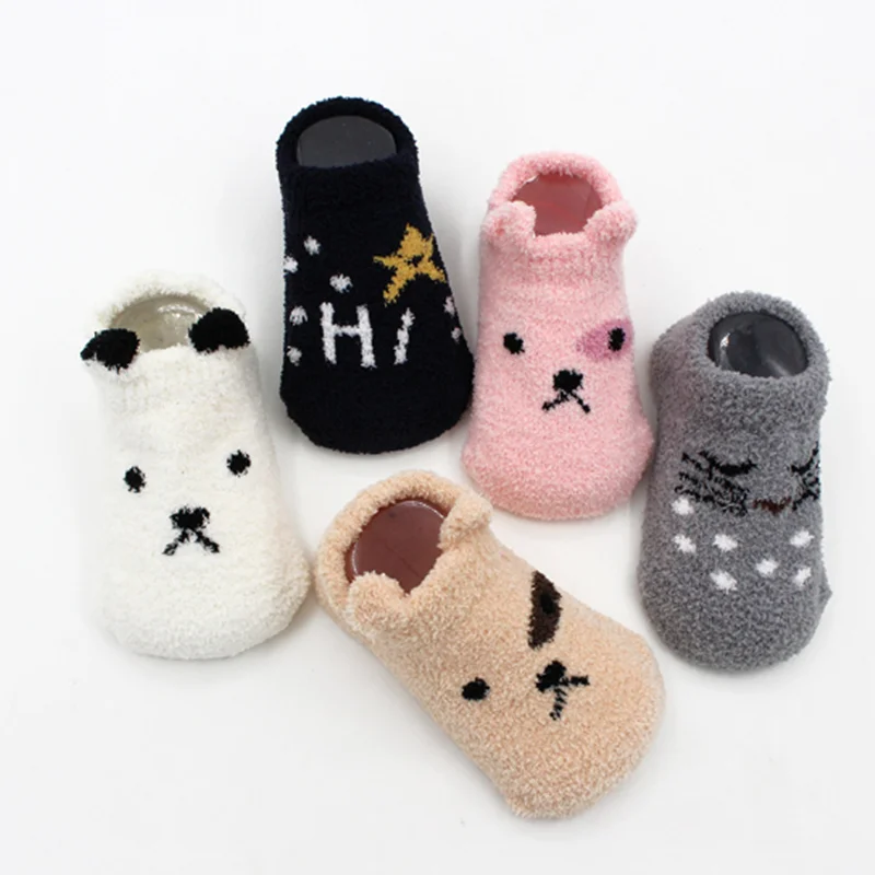 

Унисекс Детские носки; Сезон весна-осень; Носки из махрового хлопка, теплая одежда для маленьких мальчиков/девочек носки-тапочки для малыше...