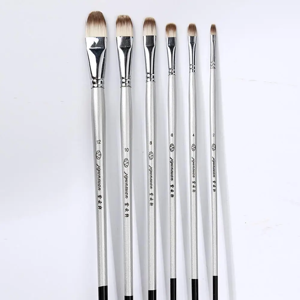 

6 шт., нейлоновые кисти для рисования, с деревянной ручкой