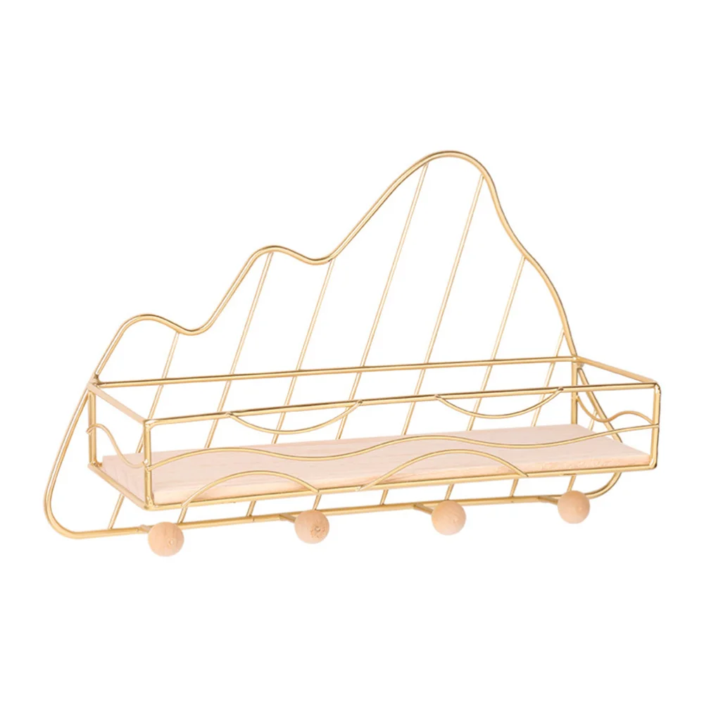 

1Pc Iron Art Storage Rack Creative Wall-Mounted Hook Shelf Home Decor (Golden)