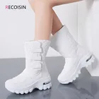 Женские ботинки с плюшевой подкладкой, водонепроницаемые, до середины икры, Нескользящие, зима 2020