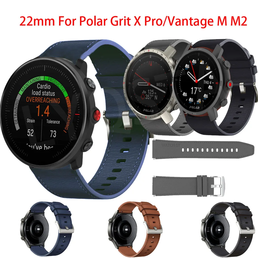 

Ремешок для часов Polar Grit X Pro, кожаный ремешок для смарт-часов Polar Vantage M M2, 22 мм