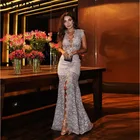 WEPBEL Для женщин Роскошные кружева вечернее платье длиной до пола платье для выпускного вечера вечерние Формальное вечернее платье Длинные вечерние платья