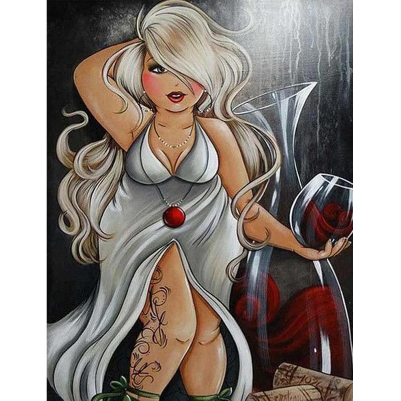 

Full Round Diamond Embroidery Cartoon Comic 5D DIY Diamond Painting Cross Stitch Fat Lady Set Full Square 3D Diamond Mosaic Girl