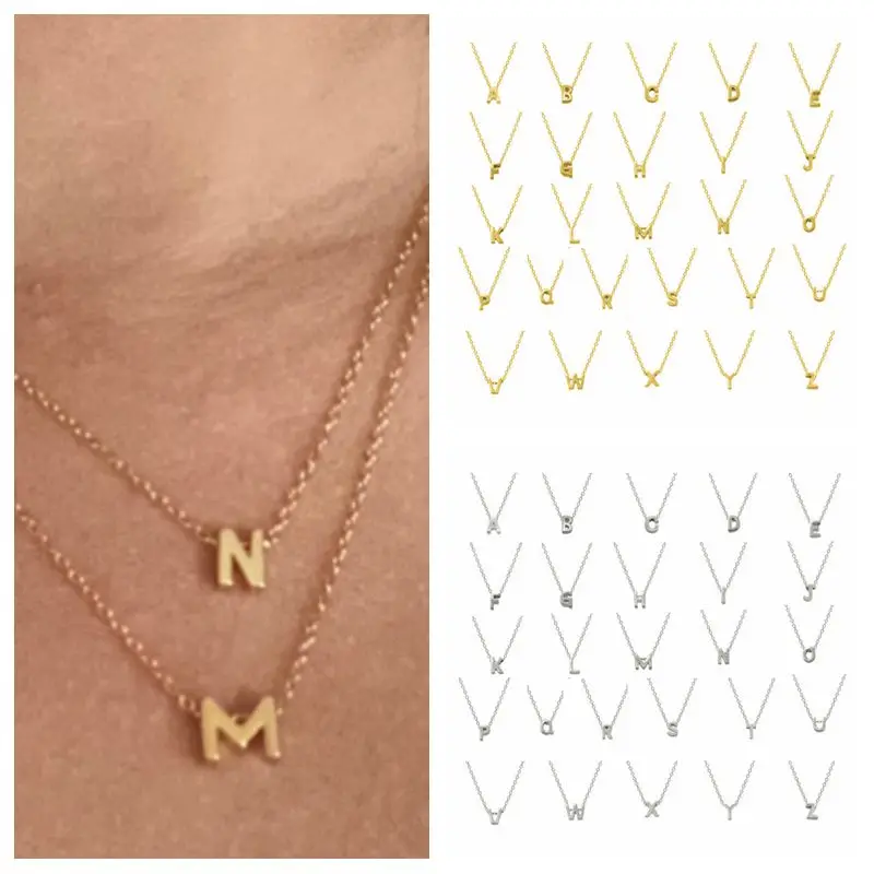 925 стерлингового серебра первоначальный колье с подвеской в виде буквы для