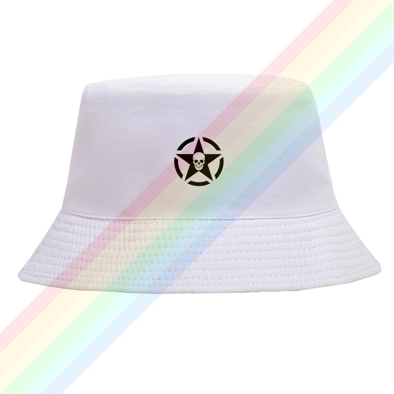 

2021 cool KT-M Five-pointed star print cotton Top comfortable Bucket Cap Men Women Hiking Fishing Hat Two-side