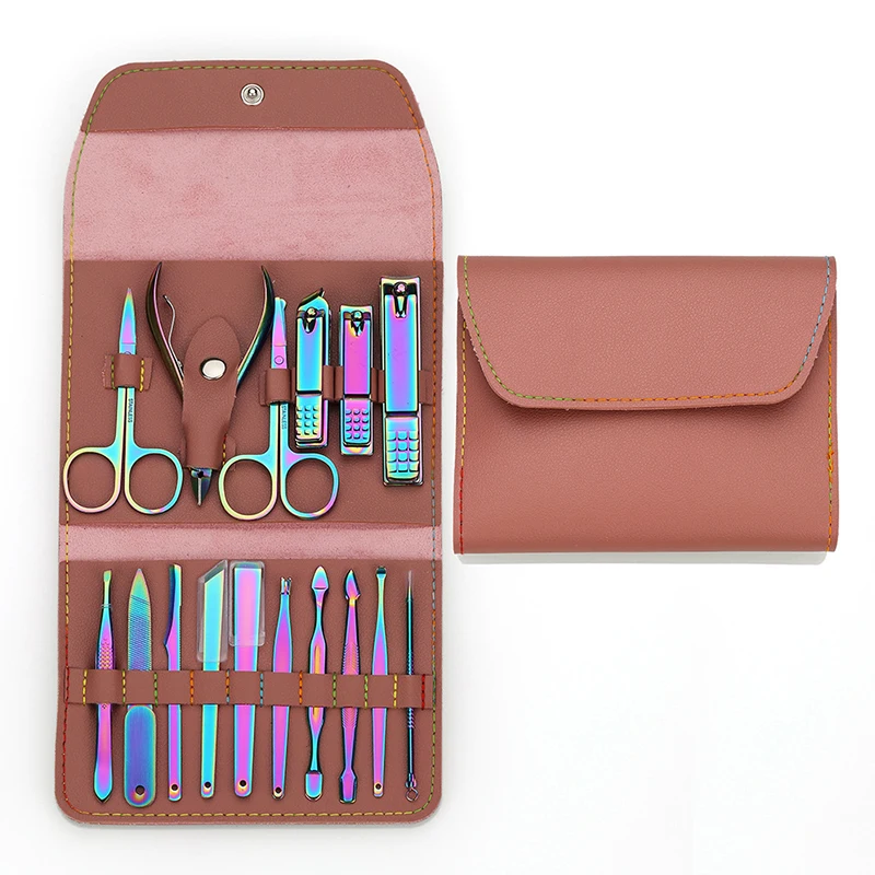 

Professional stainless steel Colorful nail clippers set Manicure Pedicure manicure tools practical 16 Pcs/set