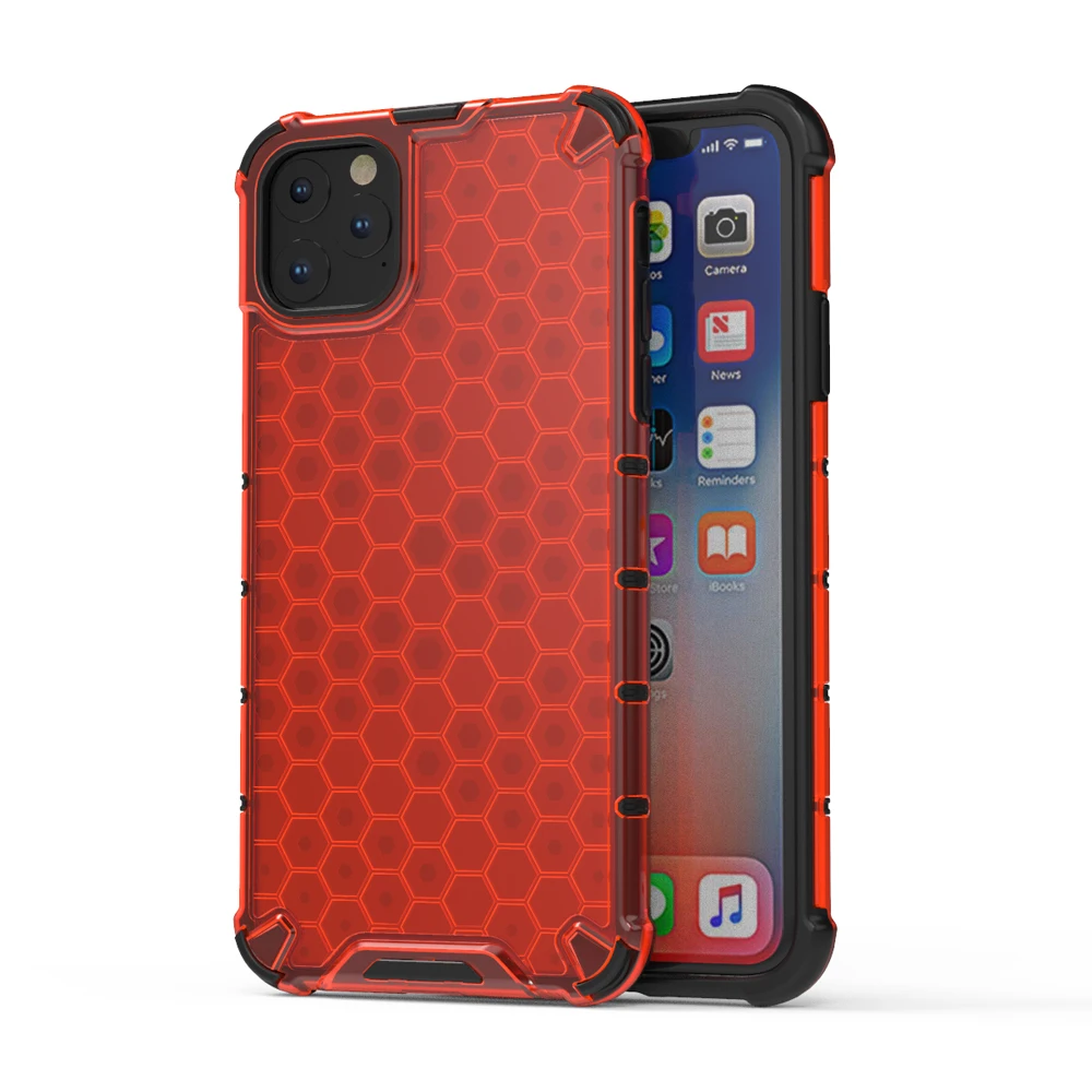 Красный 10 шт./партия противоударный бронированный чехол для iphone 11 Pro Max, Гибридный Силиконовый твёрдый PC Прозрачный чехол для iphone 11 Coque Funda - Цвет: Красный