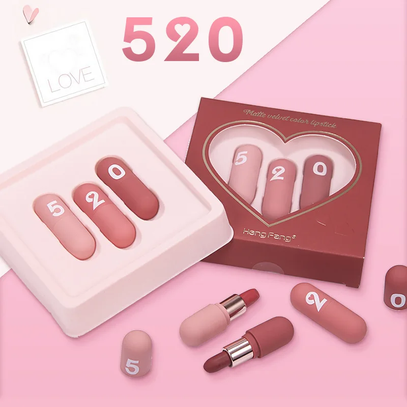 

Mini Capsule Velvet Lipstick 3 Set Domestics Cheap Valentine's Day Gift Combination Gift Box