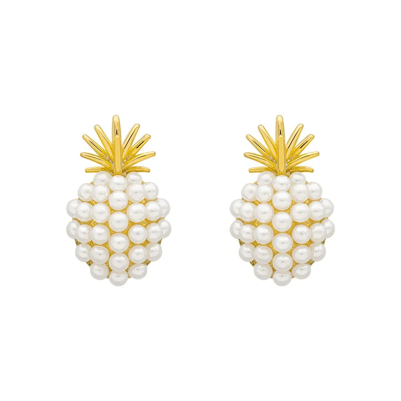 

2020 New Geometric Pearl Women Classic Stud Earrings Pineapple Flowers Pearl Earrings Female Fashion Earrings Wedding Jewelry