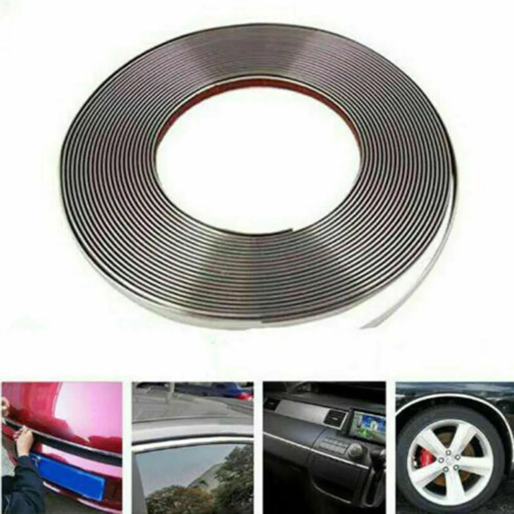 

5m X15mm Chrome Molding Trim strip Decorate Door Side Body roof decoration strip anti-scratch shock For Car Body SUV Trucks