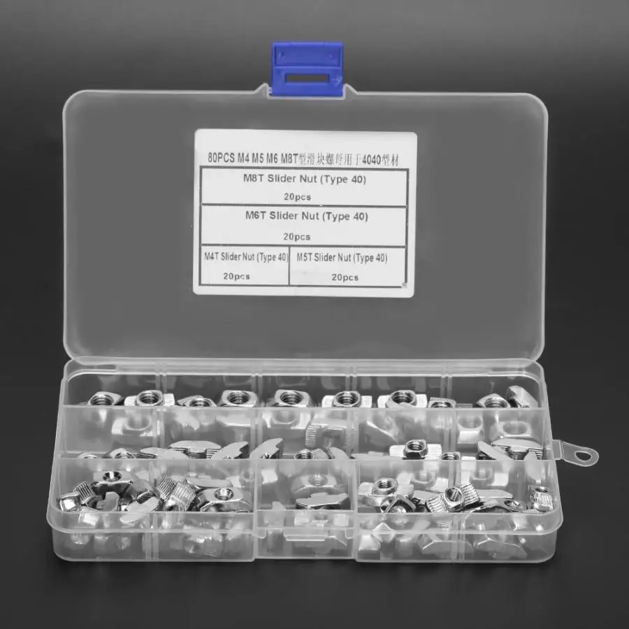Квадратные гайки из нержавеющей стали 80 шт. Т-образные слайдеры M4 M5 M6 M8 крепежные