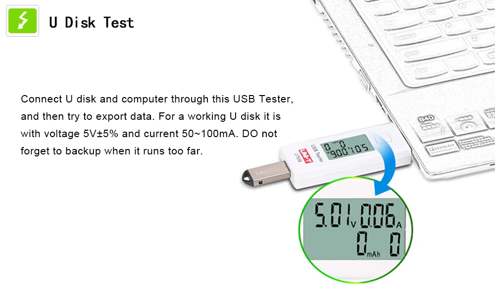 UNI-T UT658B UT658 тестер Вольтметр Амперметр цифровой ЖК-дисплей монитор напряжения измеритель тока Макс 9 в 3 а хранение данных USB тестер метров