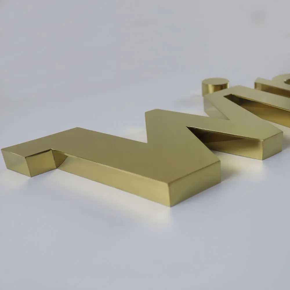 

Brushed/Polished Channel Letter Golden Metal Channel Letter 3D Letter Raised Logo Advertising Signage Shop Bar DÃ©cor