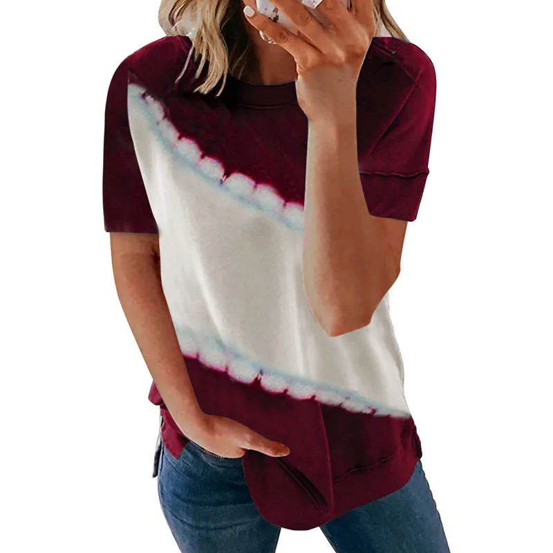 

Новинка, модный галстук краситель принт Женская футболка свободного кроя с вырезом лодочкой с короткими рукавами для мальчиков и девочек н...