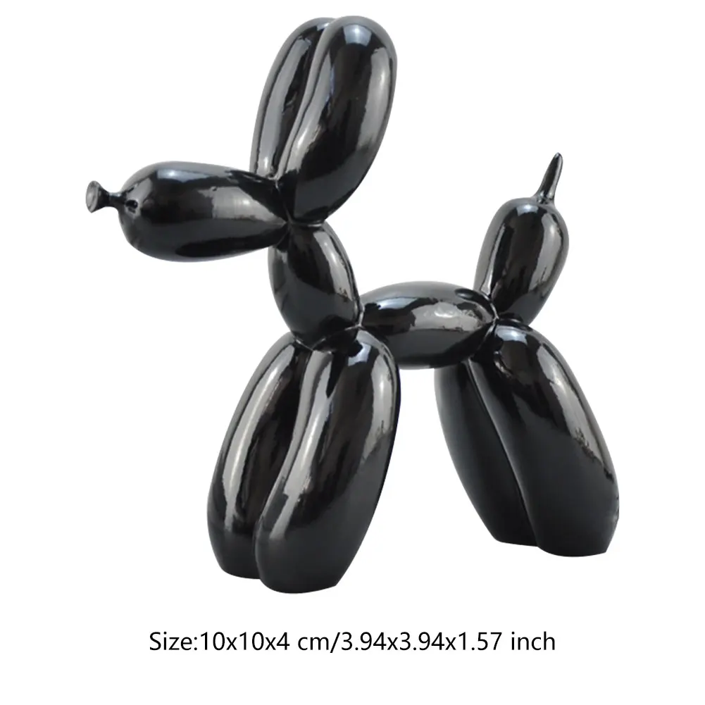 

Animals Figurine Resin Cute Shiny Balloon Dog Shape Statue Art Sculpture Figurine Craftwork Home Decor with Antiskid Mat Lucky