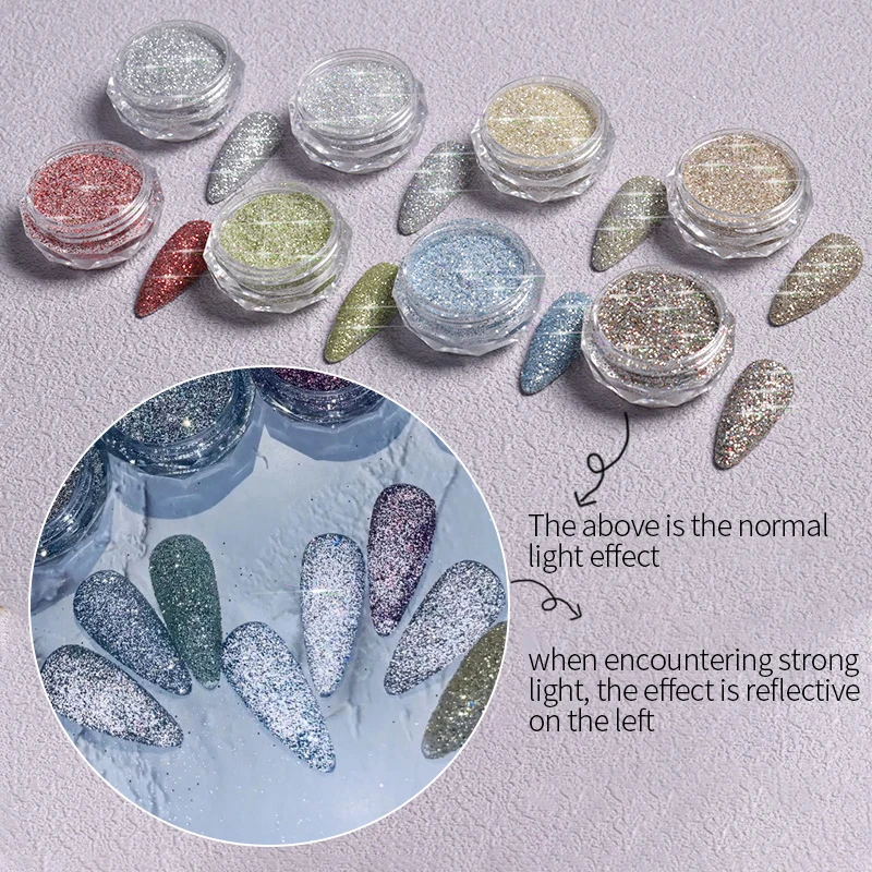

new1 Box Sparkly Nail Glitter Powder Sliver Gold Nail Dust Pigment Chrome Decoration Shining Sequins DIY Nail Art Accessories