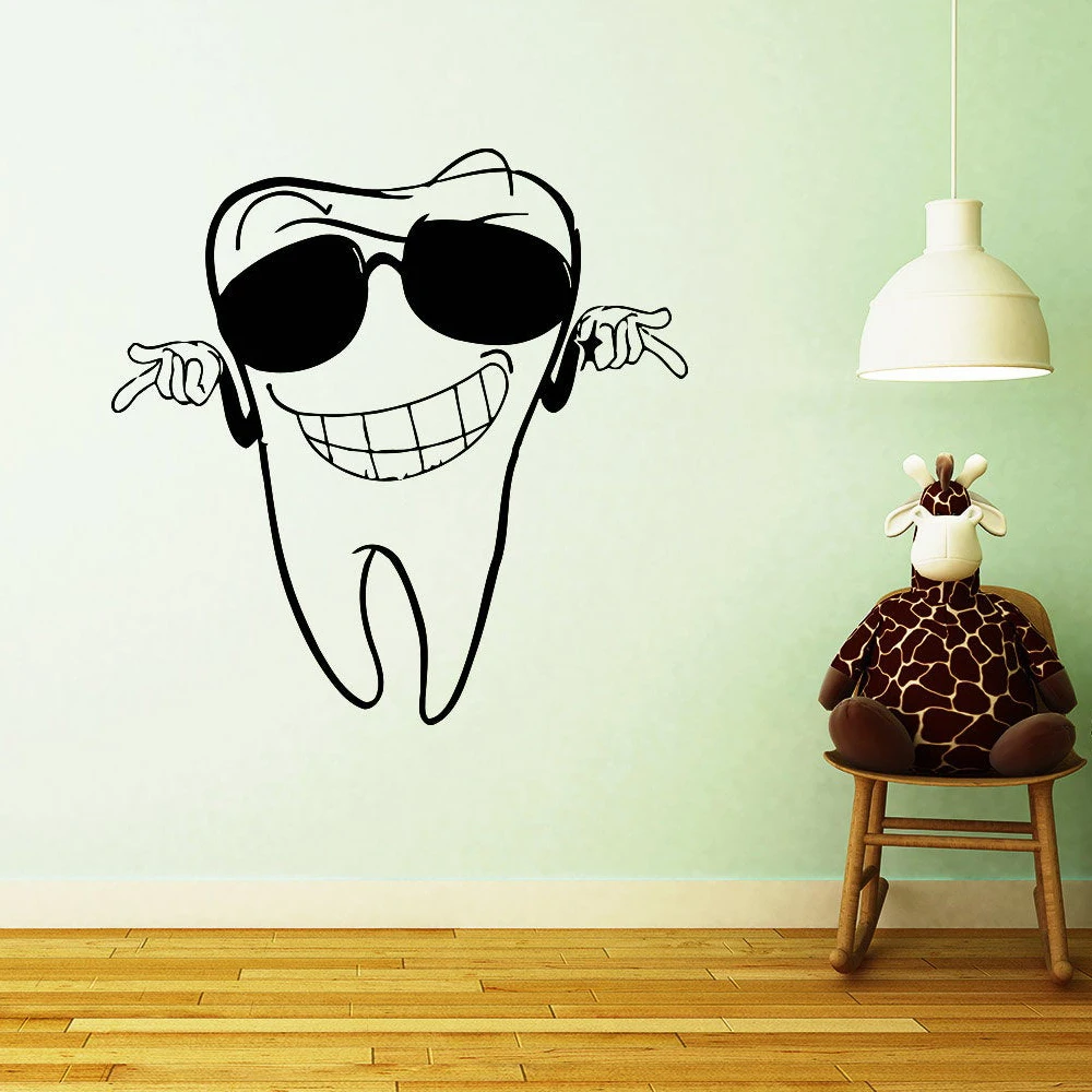 

Dental Wall Decals Smiling Tooth Clinic Wall Stickers Home Baby Nursery Decor Mural Vinyl Dental clinic Decoration Design X413